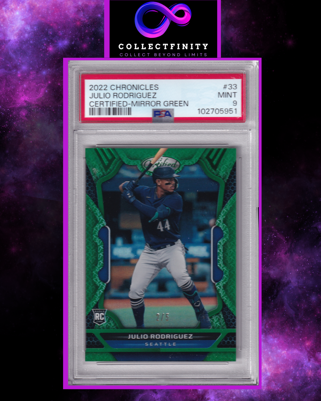 Panini Chronicles 2022 Julio Rodriguez Certified-Mirror Green /5