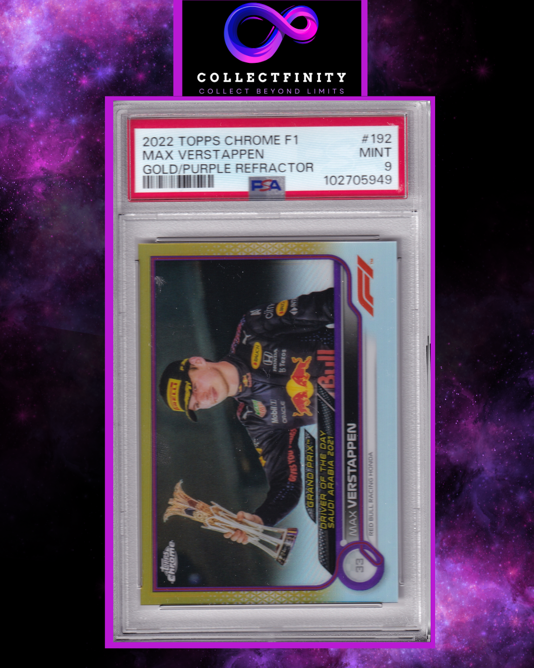 Topps Chrome 2022 Max Verstappen Gold/Purple Refractor