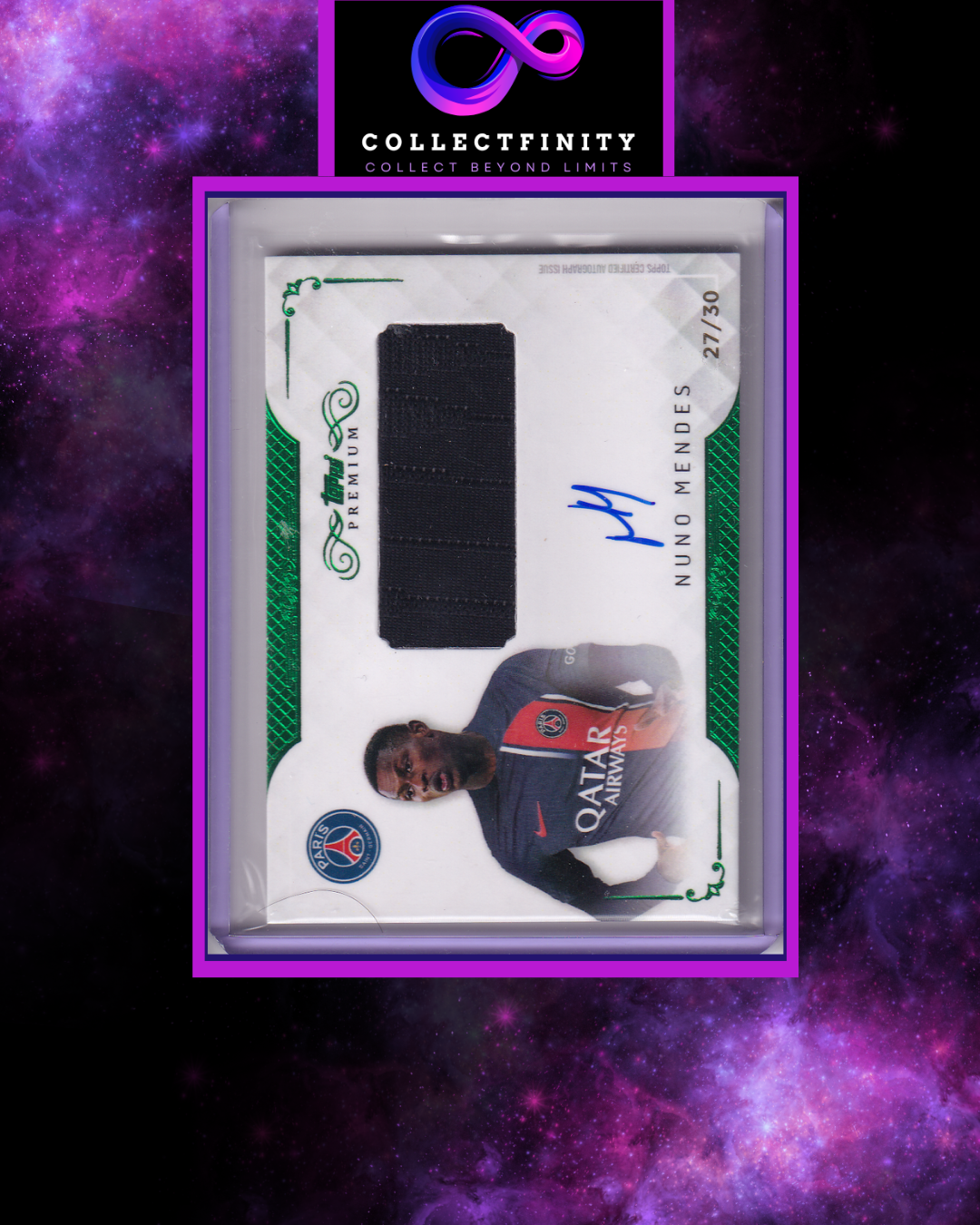 2023-24 Topps PSG Premium Nuno Mendes Autograph Relic /30