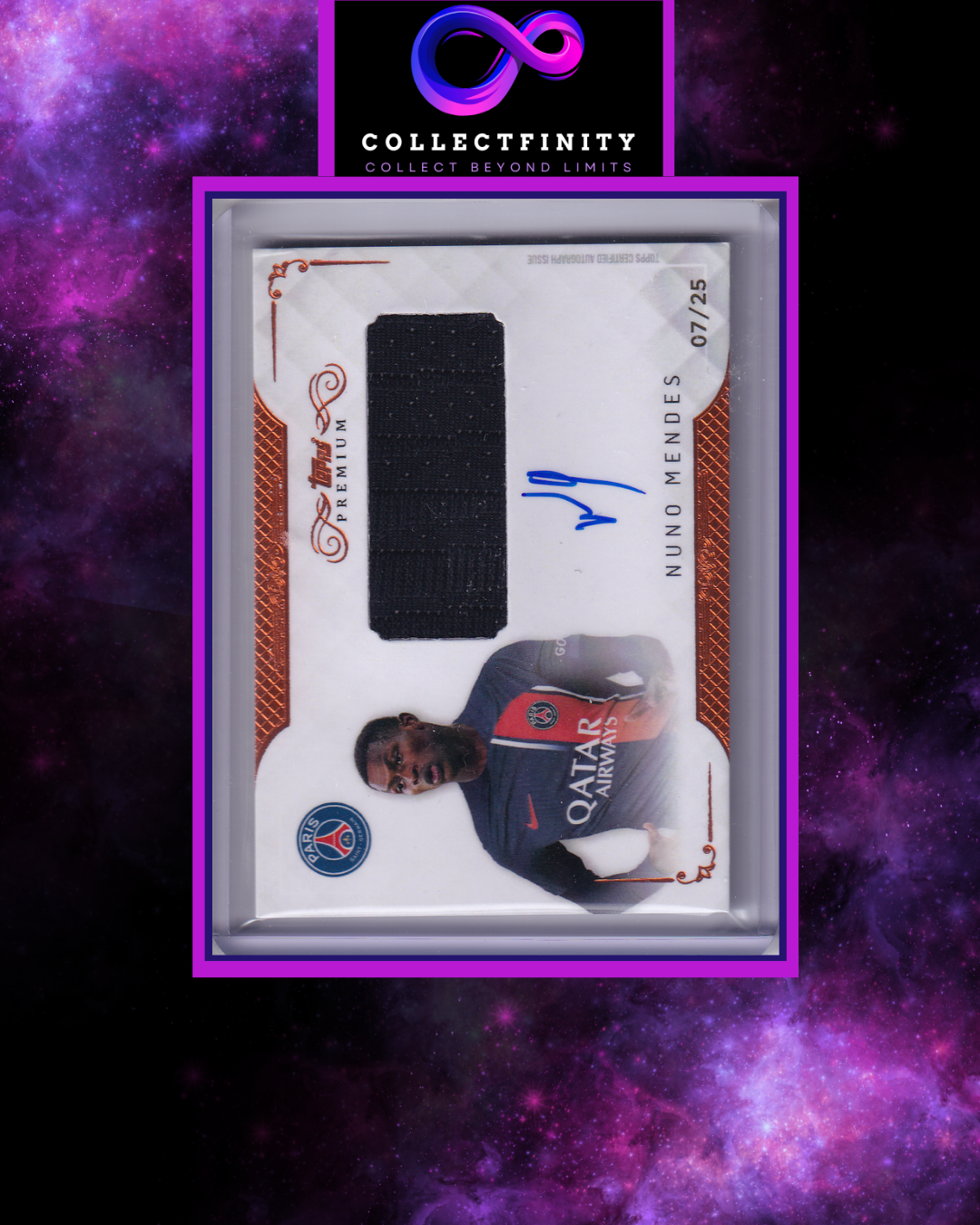 2023-24 Topps PSG Premium Nuno Mendes Autograph Relic /25