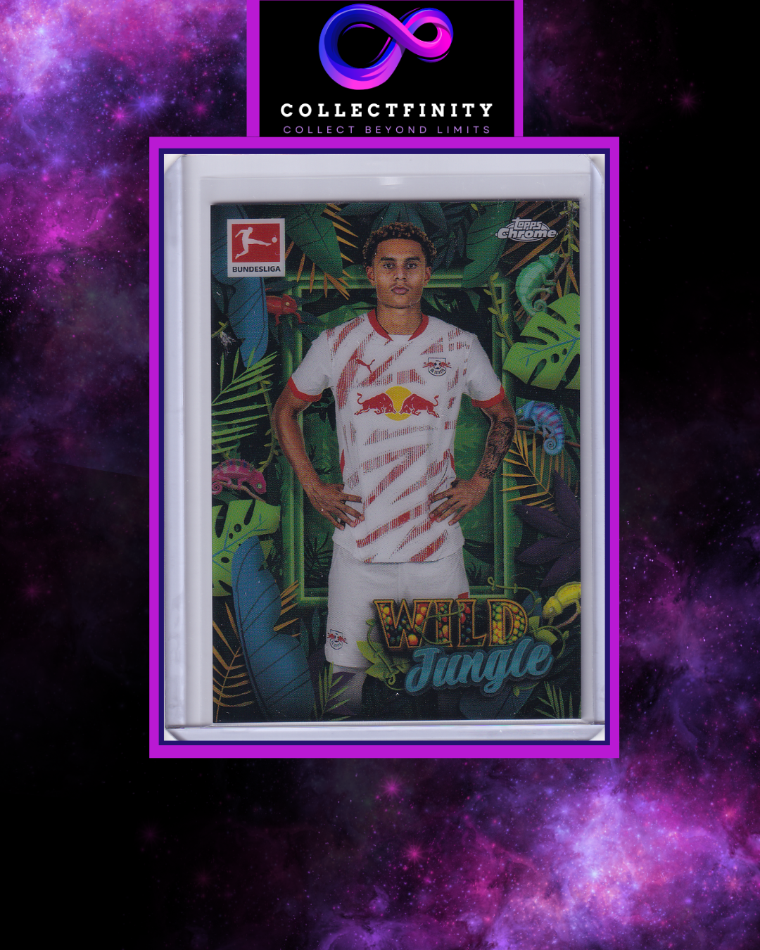 2024-25 Topps Chrome Bundesliga Antonio Nusa Wild Jungle Chameleon Variation