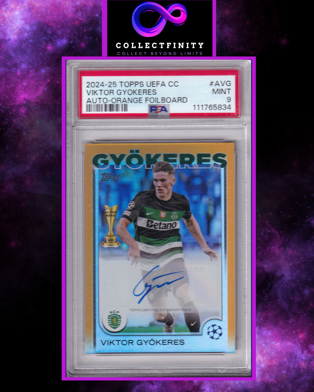 2024-25 Topps UCC Viktor Gyökeres Autograph Foilboard /25 PSA 9