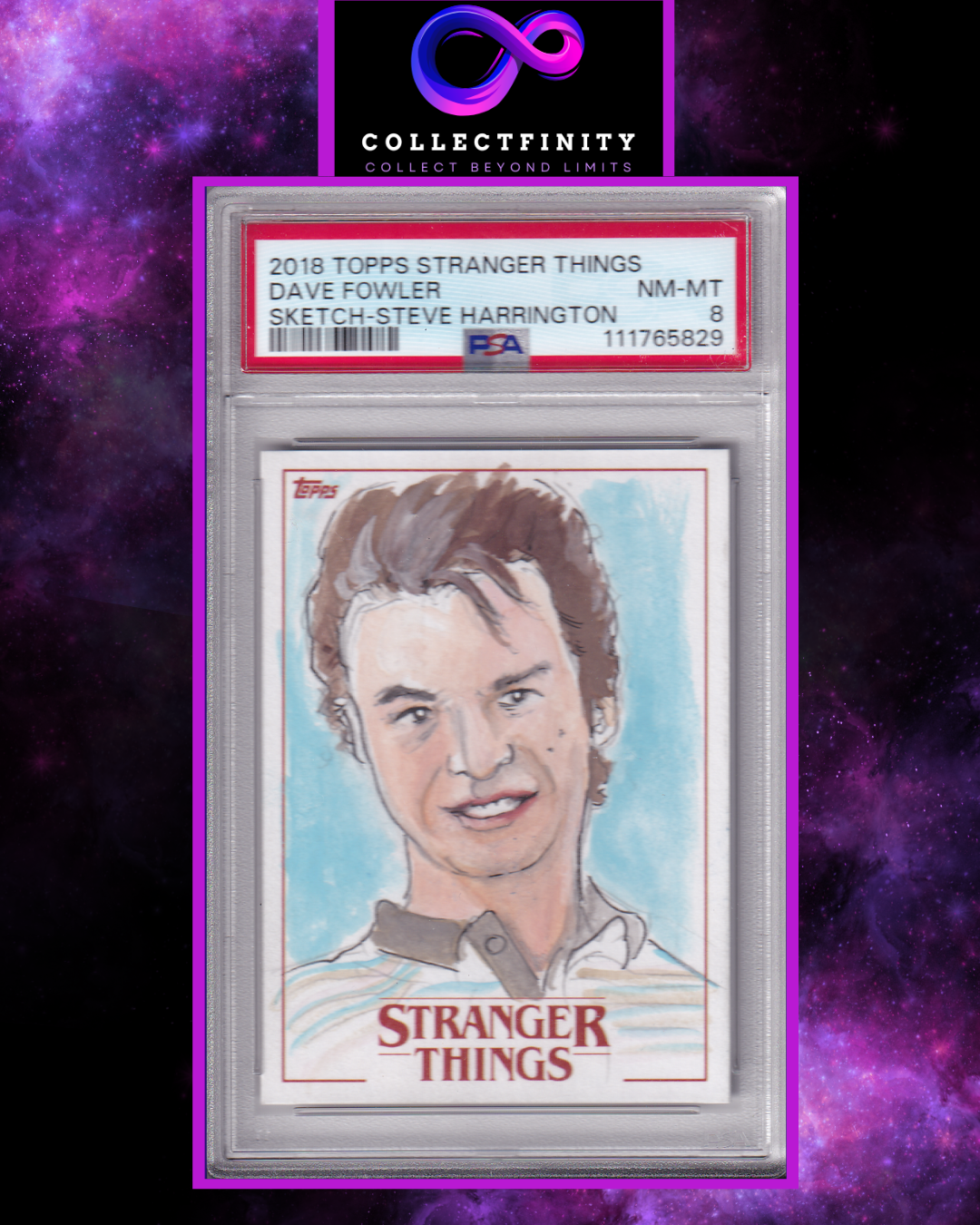 2018 Topps Stranger Things Dave Fowler Sketch Steve Harrington PSA 8