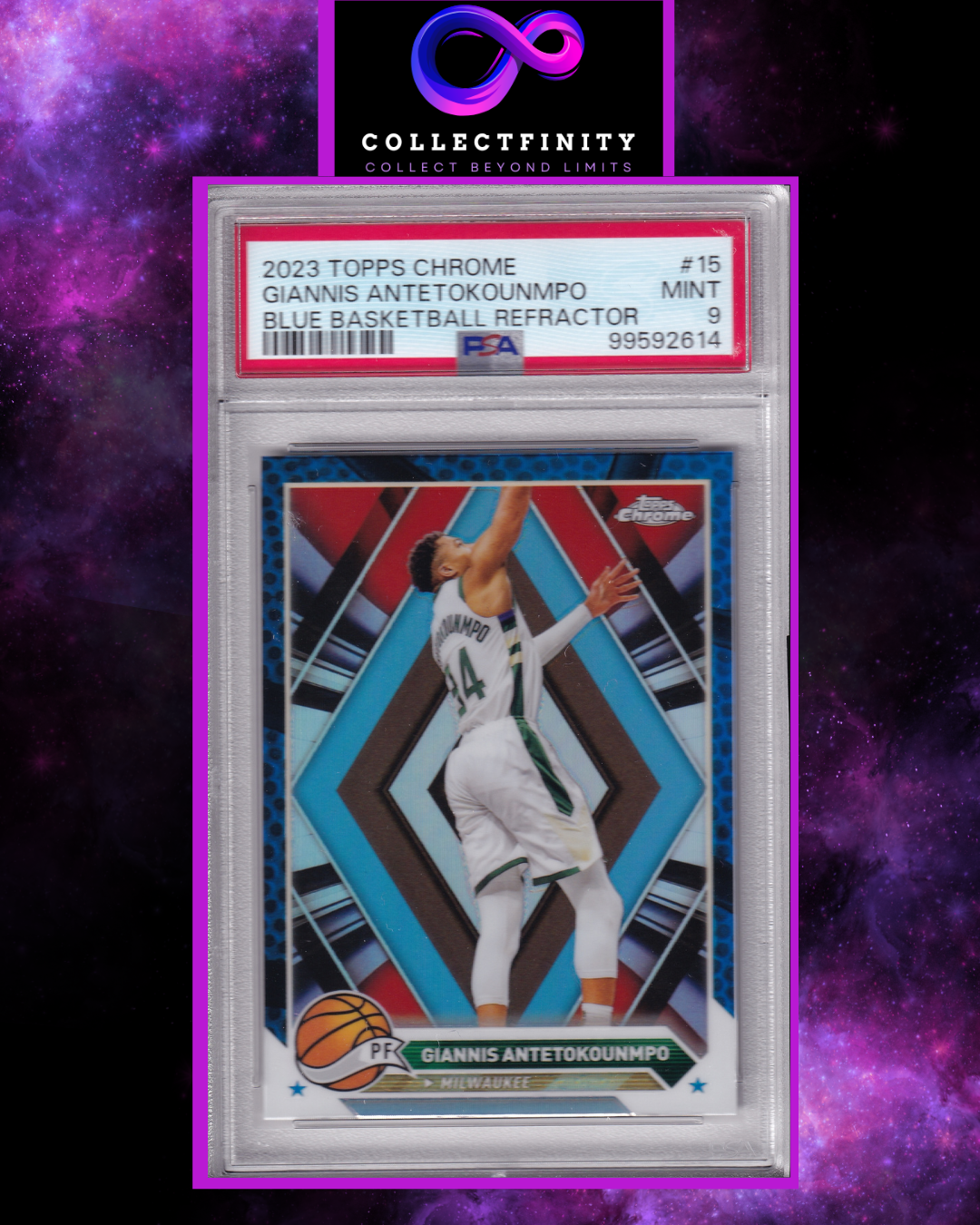 Topps Chrome 2023 Giannis Antetokounmpo Blue Refractor