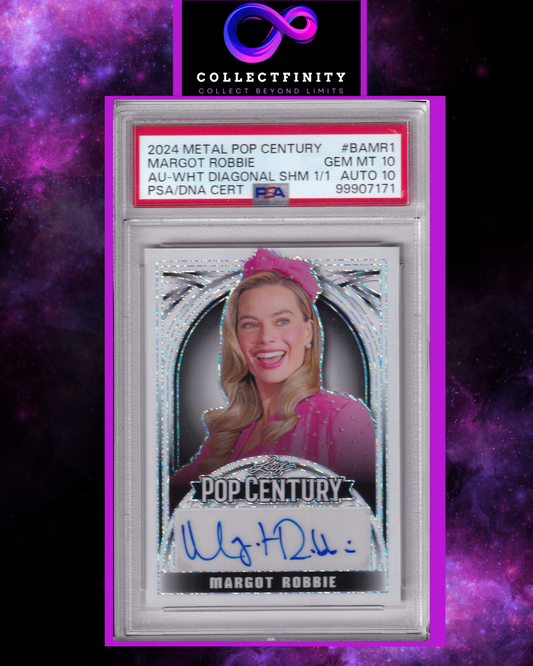 Leaf Metal Pop Century 2024 Margot Robbie White Diagonal Shimmer 1/1